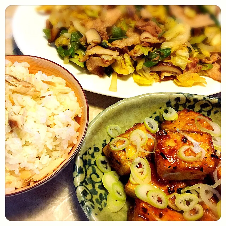 今夜は…鯵ご飯､厚揚げの照り焼き､肉野菜の炒めもの|Makikoさん