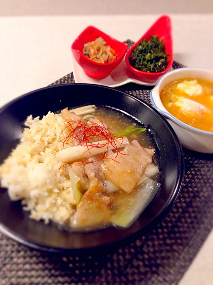 今日の晩御飯/パイコー飯＆麻婆春雨スープ＆ふきの葉と山椒の佃煮＆切り干し大根煮|BabyRIKAさん