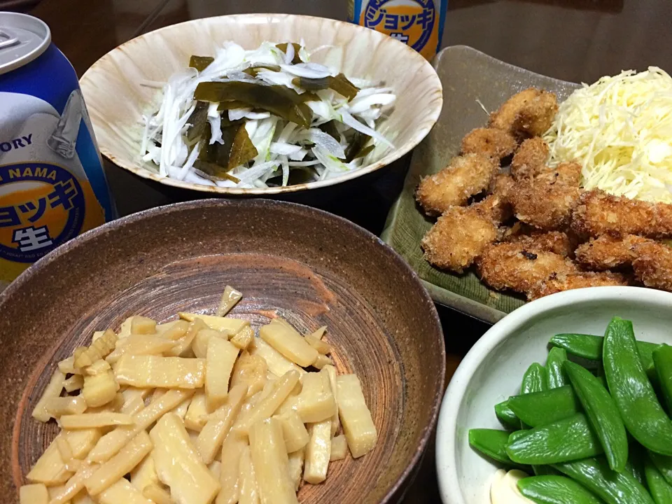 Snapdishの料理写真:2015.4.17 鶏のスティック揚げ🍻🍻🍻|ゆみずさん