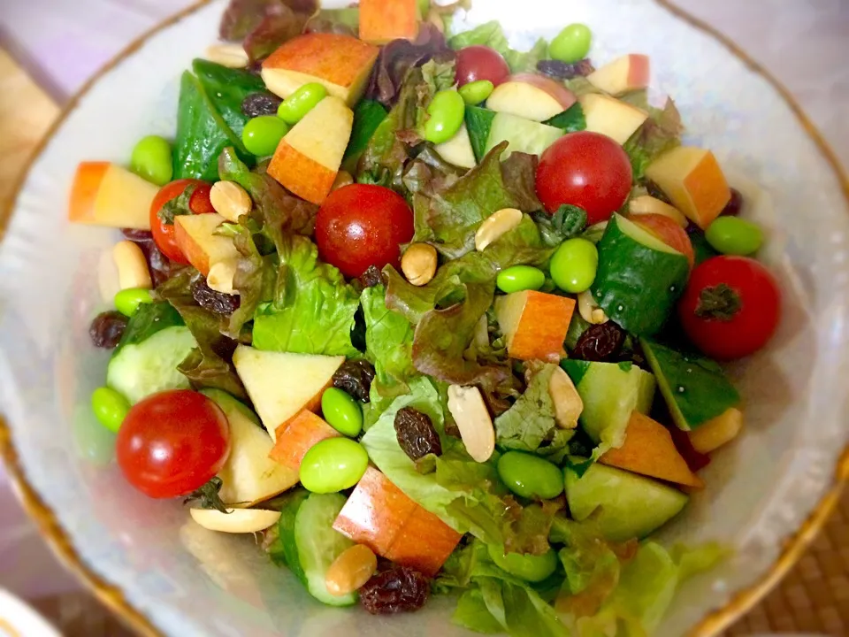 Salad for dinner with mixed fruits salad is serve 😋|Babyluv Cabrera Ocampoさん