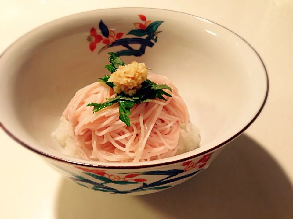 冷やし桜そうめん|黒猫飲茶さん