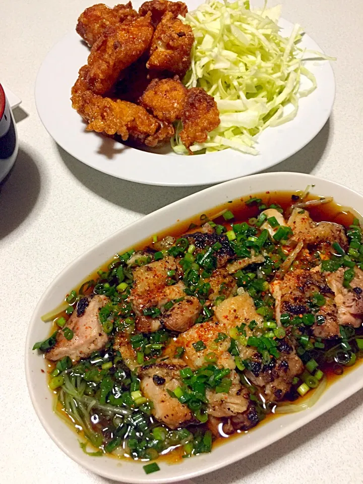 鶏カラ&鳥もも素焼きにんにくポン酢かけ|antiqueさん