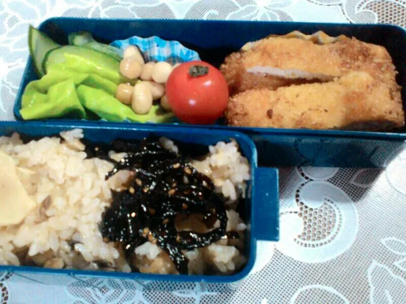 竹の子ご飯とトンカツ弁当|こうちゃんさん