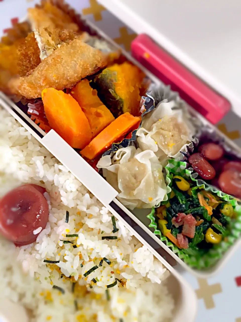 2015/4/20(月)ミックスフライ弁当(ししゃも、アジ、コロッケ)|のりさん８３さん