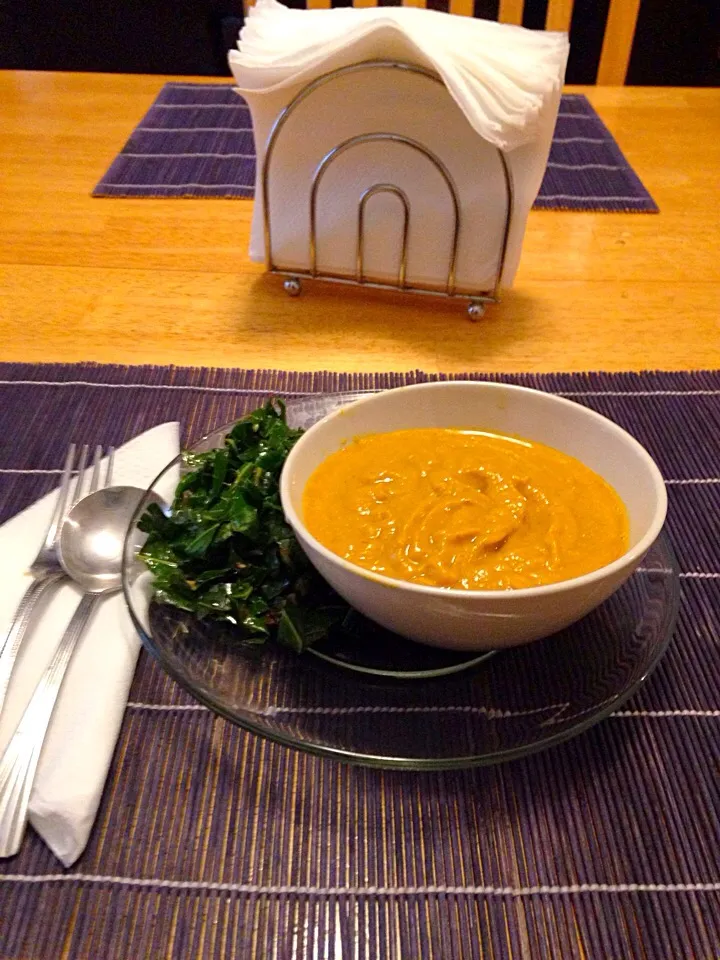 Raw Carrot Ginger Soup and Kale Salad|Pamela J. Thomasさん