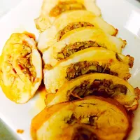 mushroom stuffed chicken cook in dashi|ルビばさん