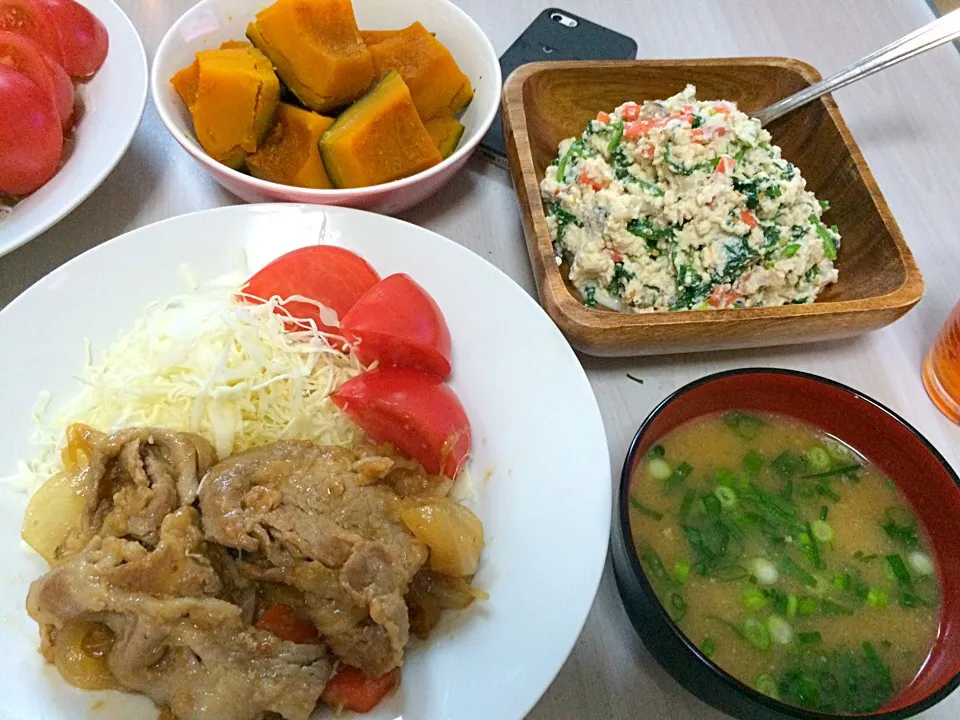 生姜焼きとほうれん草の白和え|あおママさん