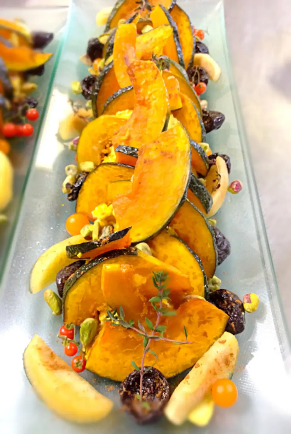 Pumpkin salad with apple comport, prune and pistachio|Sayakaさん