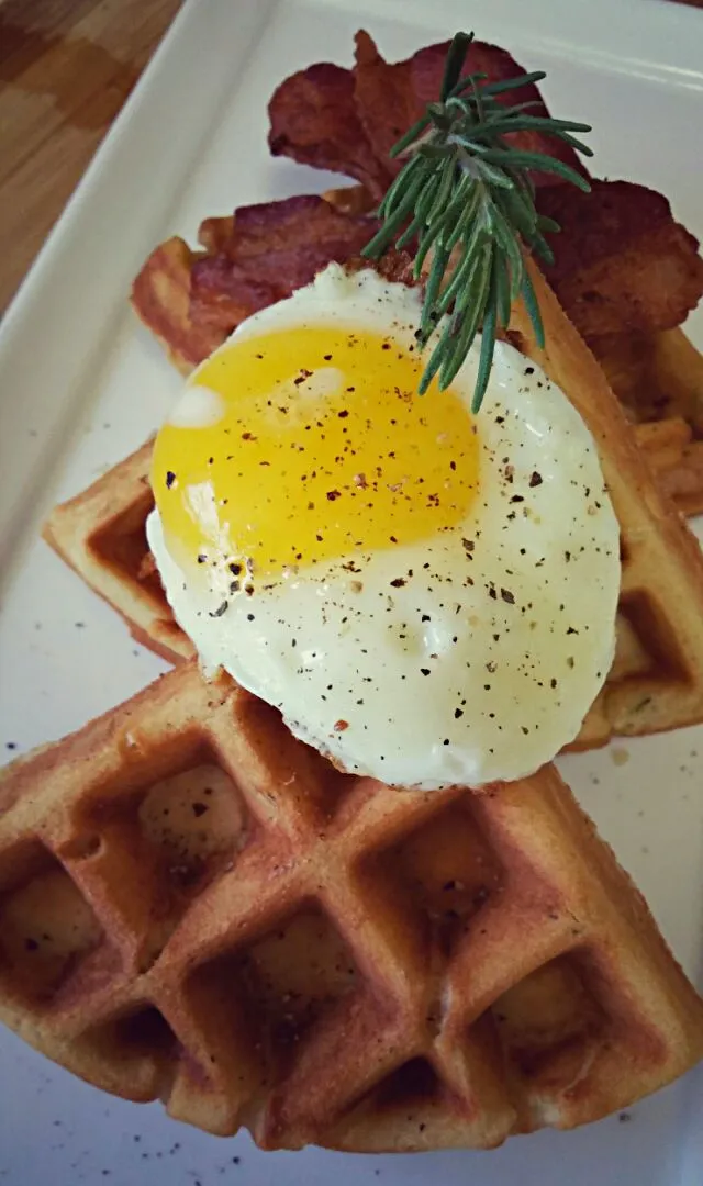 Snapdishの料理写真:Savory Rosemary and Chicken Waffles (in the batter)|Robert Schneiderさん