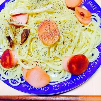 魚肉ソーセージとエリンギの和風ペペロンチーノ|ちゃぼさん