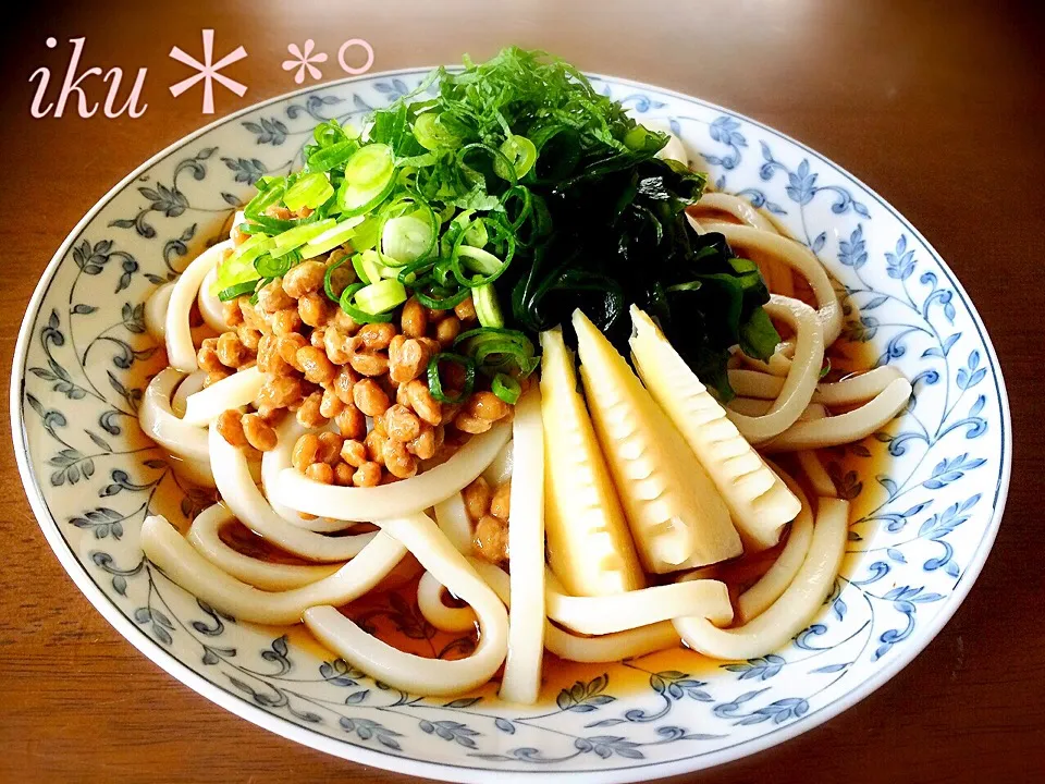 若芽と筍の納豆おろし饂飩♡|いく❤️さん