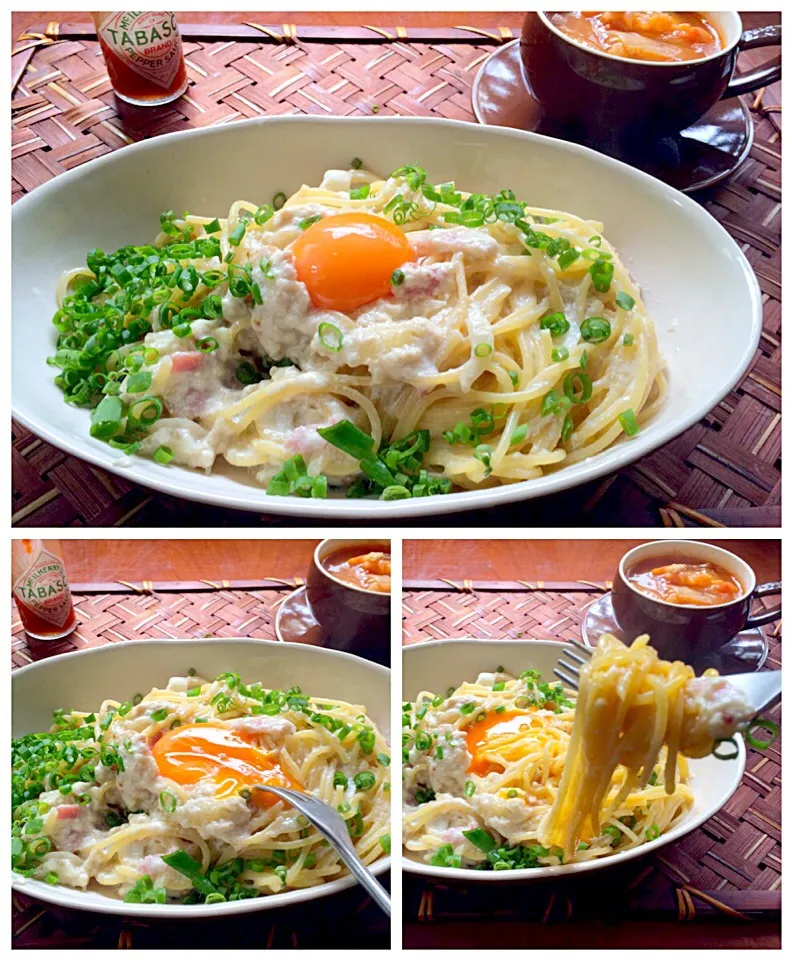 Carbonara style tofu pasta🍼豆腐deｶﾙﾎﾞﾅｰﾗ風ﾊﾟｽﾀ|🌈Ami🍻さん