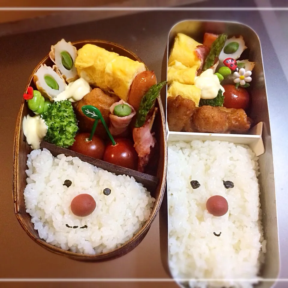 Snapdishの料理写真:4月23日。夫と息子弁当^ - ^|tomomiさん