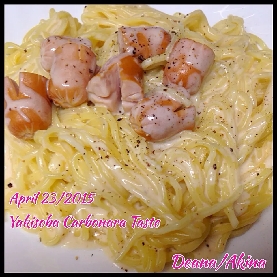 Snapdishの料理写真:April 23/2015 ... Dinner ... Yakisoba Carbonara Taste|Deana/Akinaさん