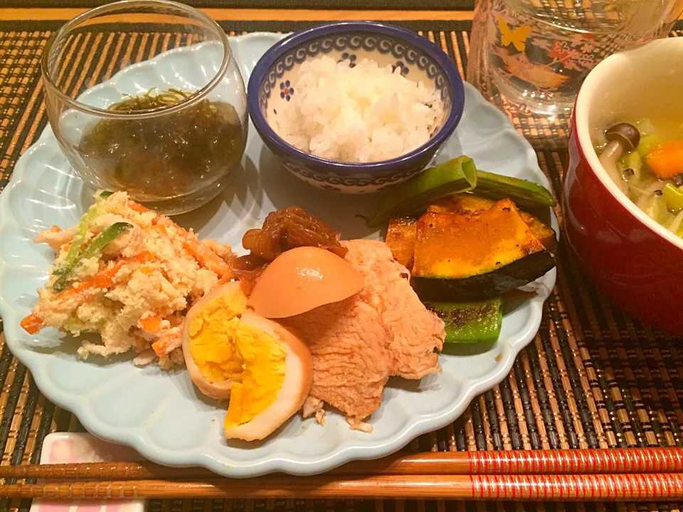 鶏胸チャーシュー♡しっとりおからサラダなどの夕飯|airi-nさん