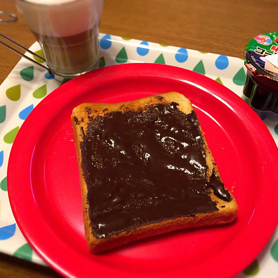 チョコレートクリームトースト コーヒーゼリー カフェラテ|さるさん