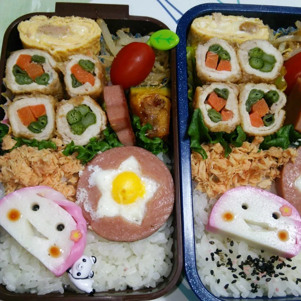 Snapdishの料理写真:4月24日　高校生女子＆オレ弁当|クッキングおやぢさん