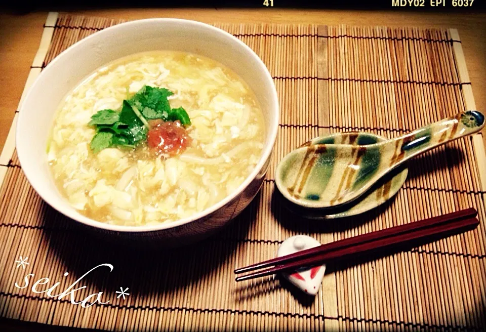 無性に食べたくなったから...梅入り卵とじあんかけうどん(⑅˃◡˂⑅)|*seiko*さん