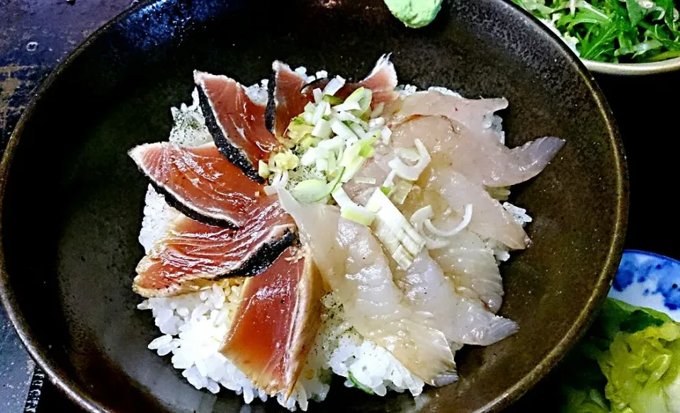 スズキと鰹叩き丼|かいさん