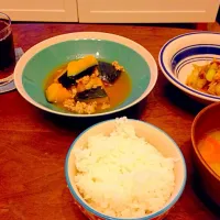 Snapdishの料理写真:カボチャと挽肉の煮物 豚肉とネギの中華炒め 豚汁|パステルさん