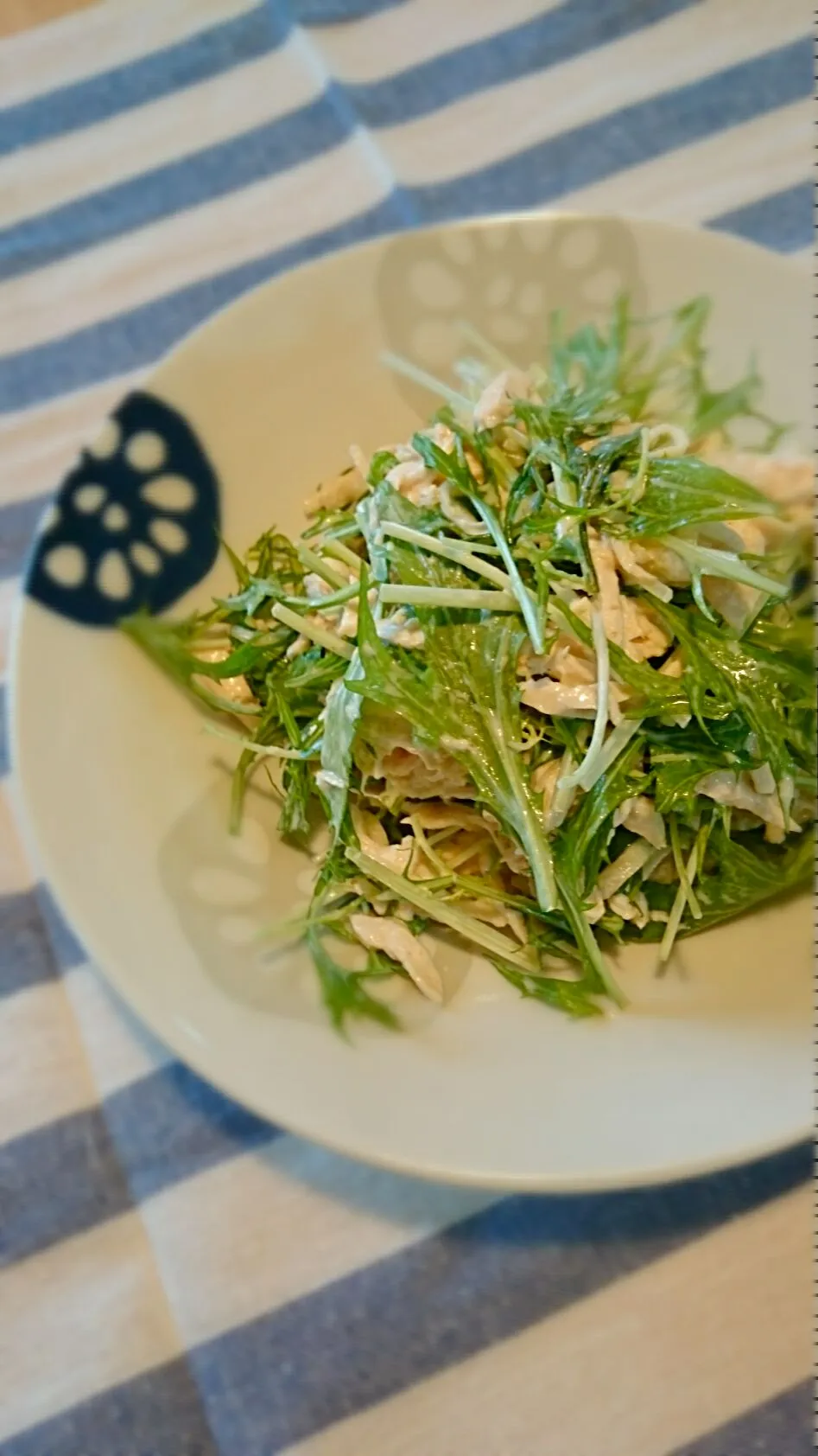 とり胸と玉葱と水菜のサラダ|ぺーこさん