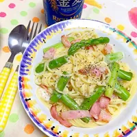 *アスパラとベーコンのクリームパスタ*|aiさん