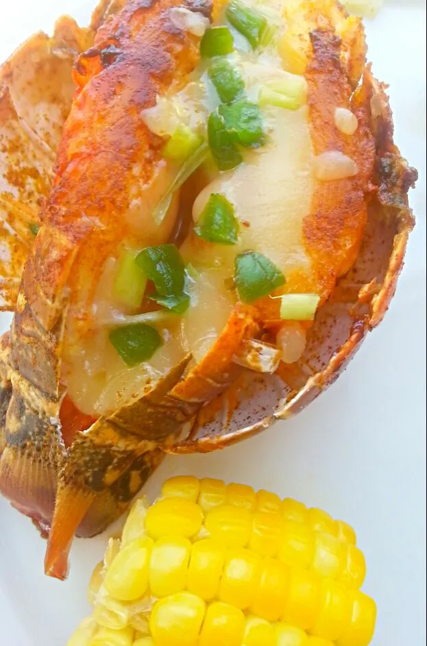 fried lobster tail stuffed with pepper jack cheese and corn|Alicia Kimaliさん