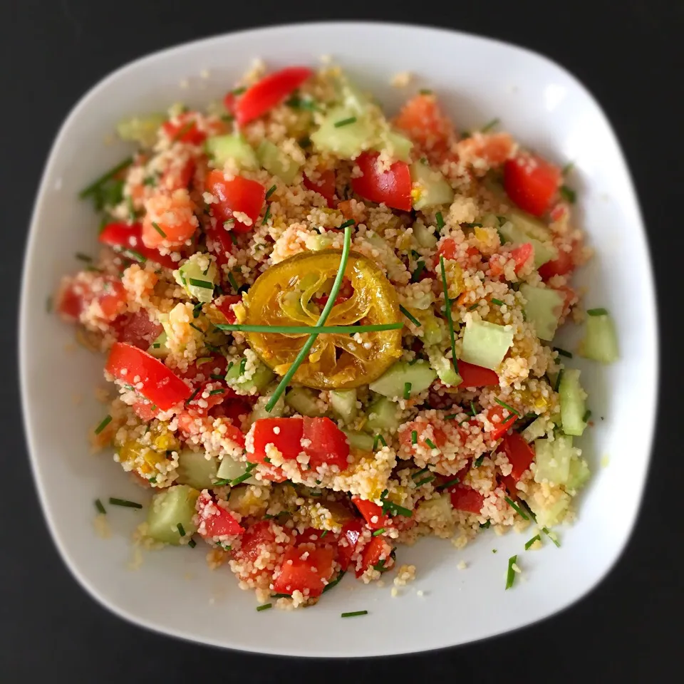 Snapdishの料理写真:Couscous salad with pickled lime, tomato and cucumber|Liesbeth Maliepaardさん