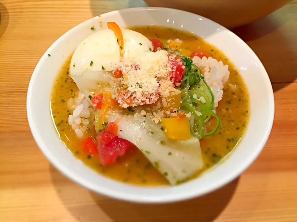 basil&tomatoラーメンの〆のリゾット！粉チーズを振りかけて🎵|ひろゆきさん