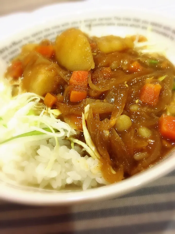 Snapdishの料理写真:さらだカレー丼作ってみた〜|まーままさん