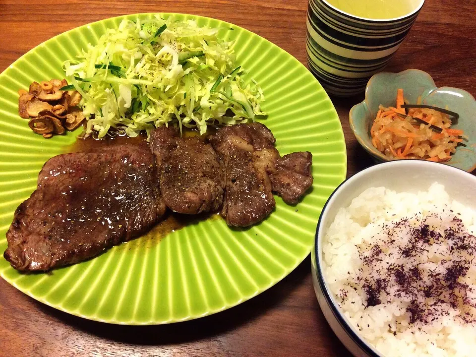 牛ロースステーキ、ゆかりご飯 2015.4.25|キラ姫さん