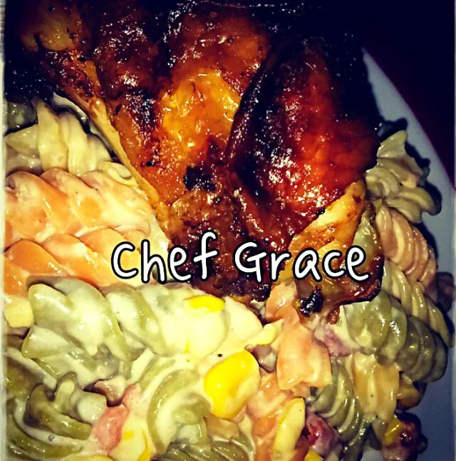 macaroni salads barbecue chicken|graceさん