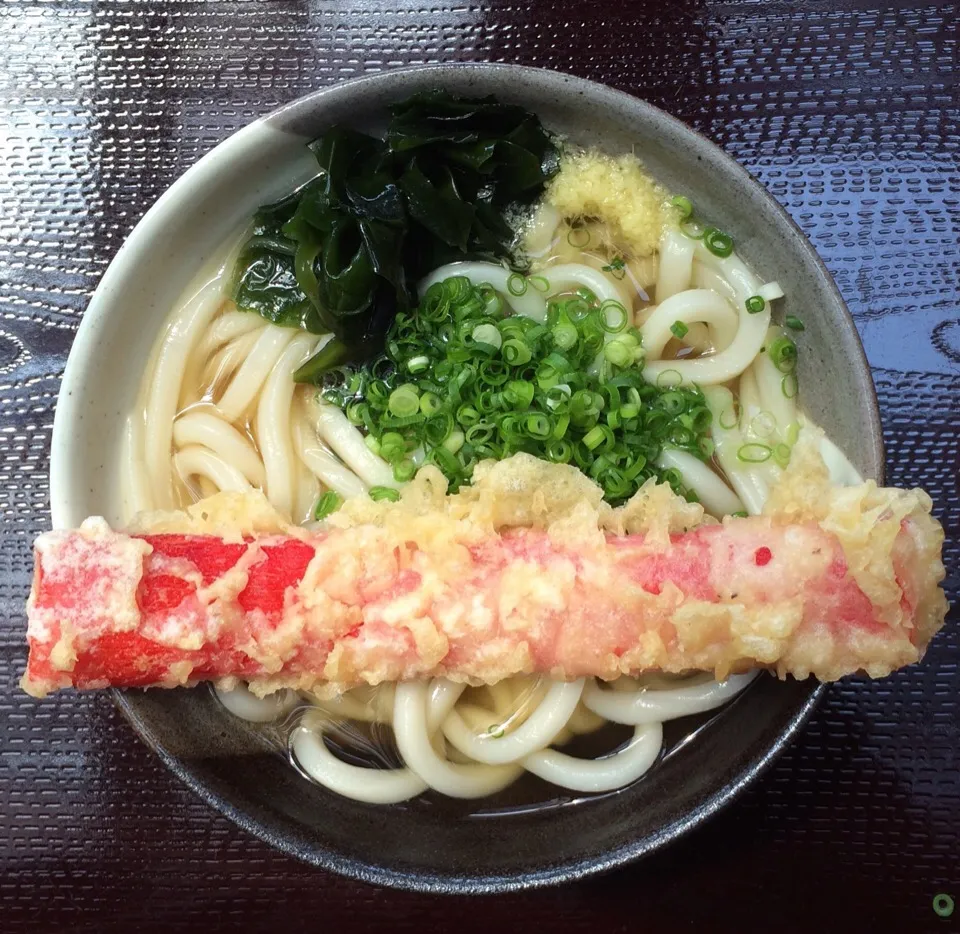 Snapdishの料理写真:『あづまうどん』のかけ小+カニカマ天|fujii saburoさん