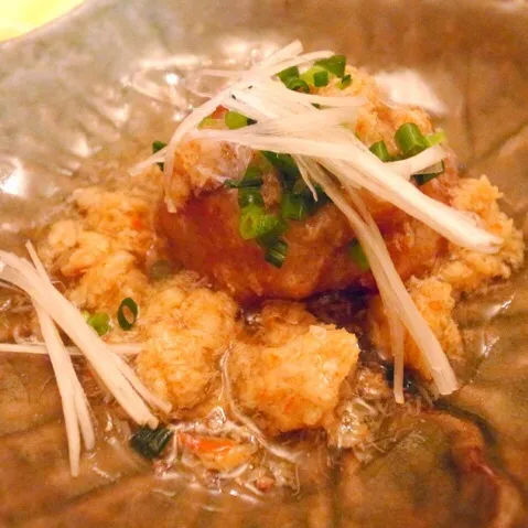 蓮根揚げ饅頭のカニ餡かけ|マユマユさん