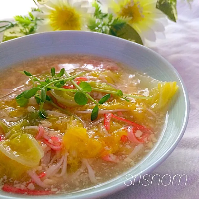 ともちゃんの玉子豆腐とカニカマ使って簡単うまうまあんかけ冬瓜♥|なおさん