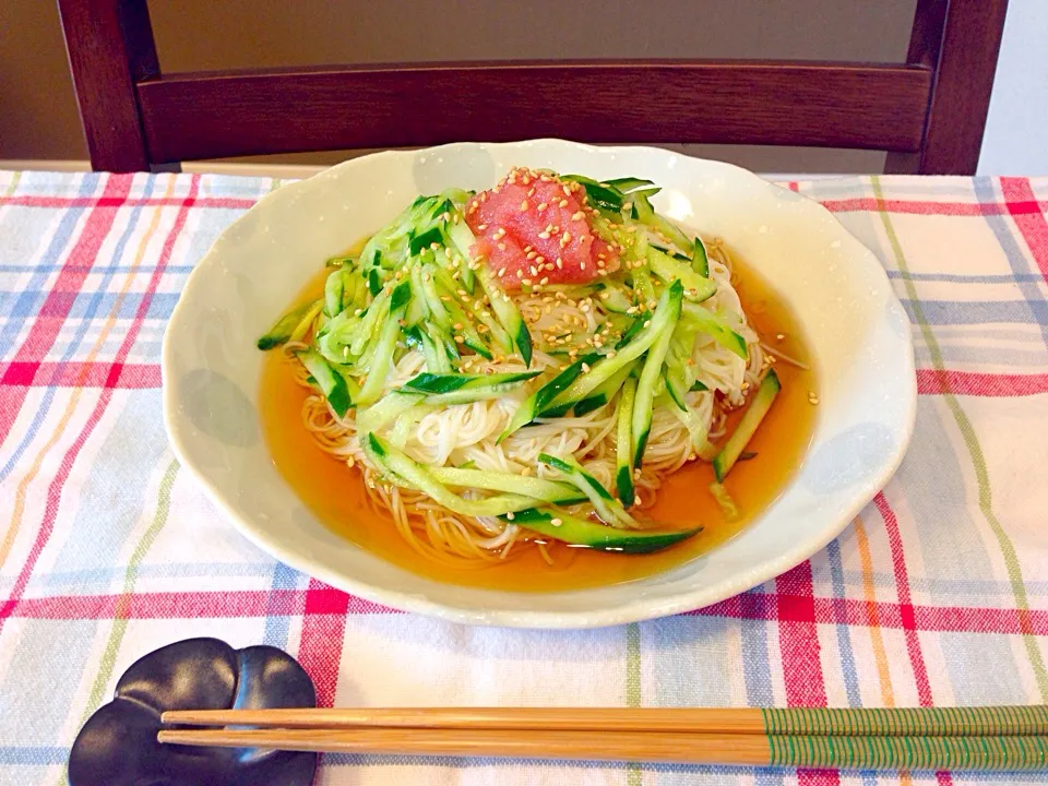 お昼ご飯にごま油香る明太子そうめん|naamie☻**さん