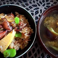 ホタルイカの炊き込みご飯とナスの茗荷のお味噌汁|Hozumi Yamagataさん