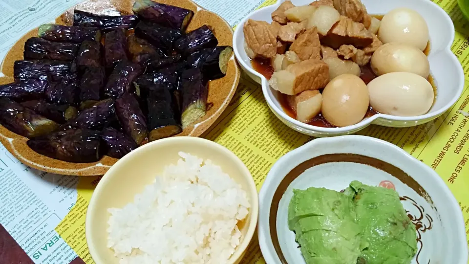 角煮&煮卵☆茄子揚げ浸し☆アボカド|みぽりんさん