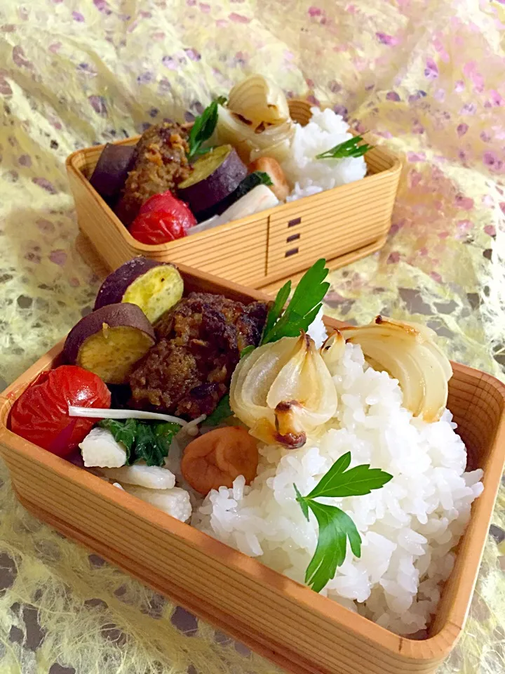 ケチャップとカレー粉入りの、ふわっとハンバーグのお弁当|Kumi_loveさん