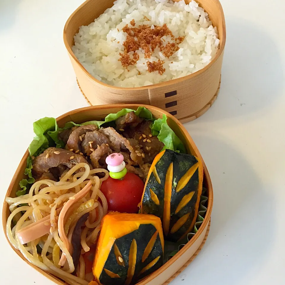 🍃木の葉のかぼちゃ煮を使った高校生弁当|よよさん