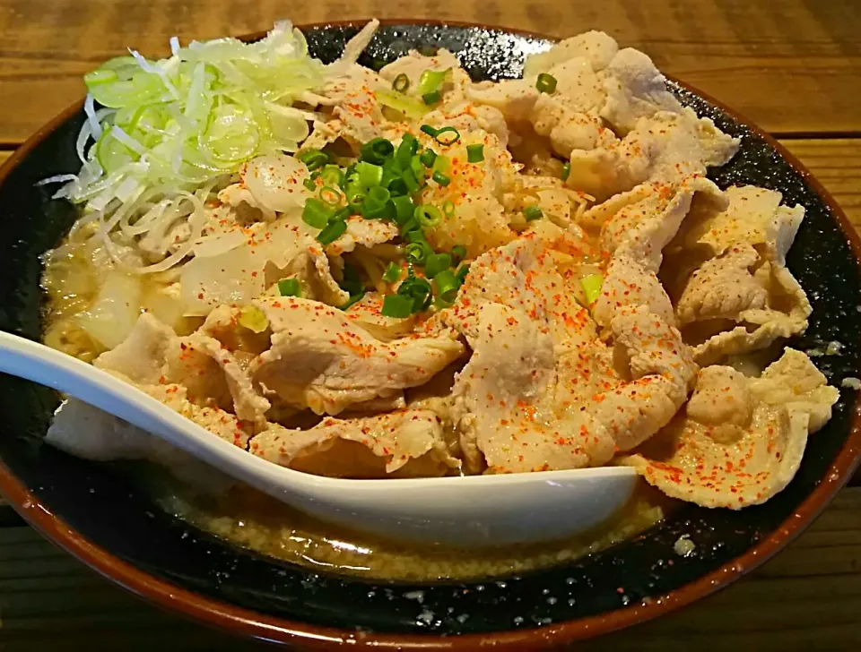 モバラーメン 肉三段 茂原ネギ 麺大盛|哲さん