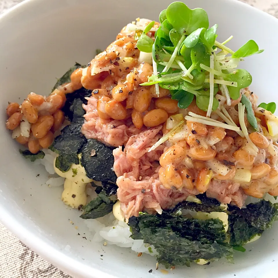 海苔ツナ納豆丼|カウンター嬢さん