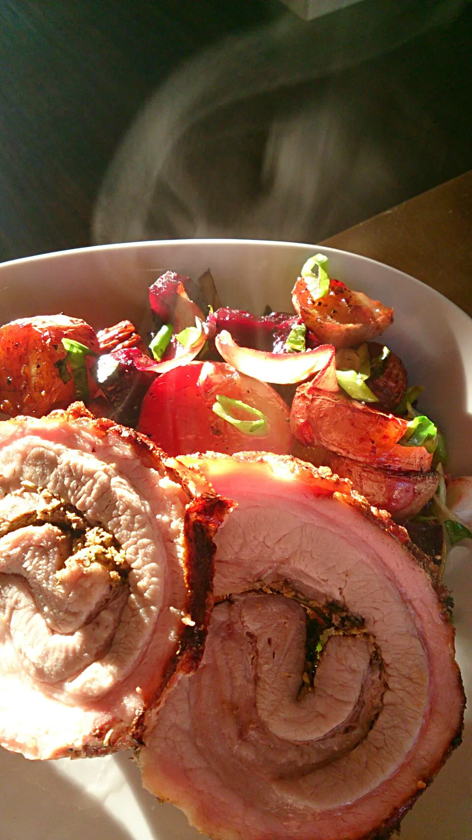 Porchetta, roasted vegies from Primo grill|Erikさん