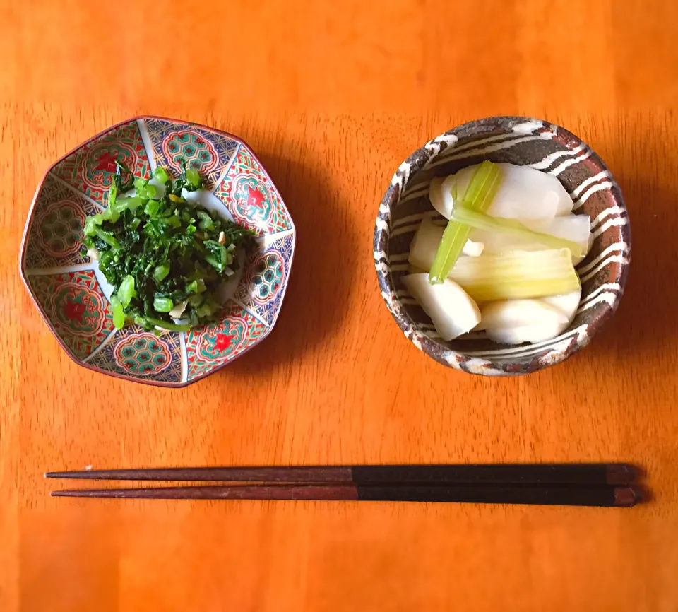 蕪とセロリの甘酢漬け ＆ 蕪の葉のきざみ漬け ( 柚子、生姜 )|Gigi Cafeさん