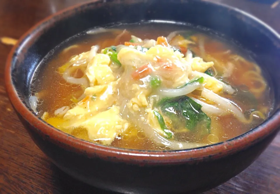 昼ごはん もやしと玉子のあんかけラーメン|ぽんたさん