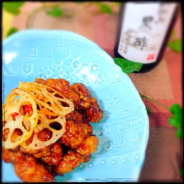 臨醐山黒酢で酢豚 # sweet-and-sour pork|usakoさん