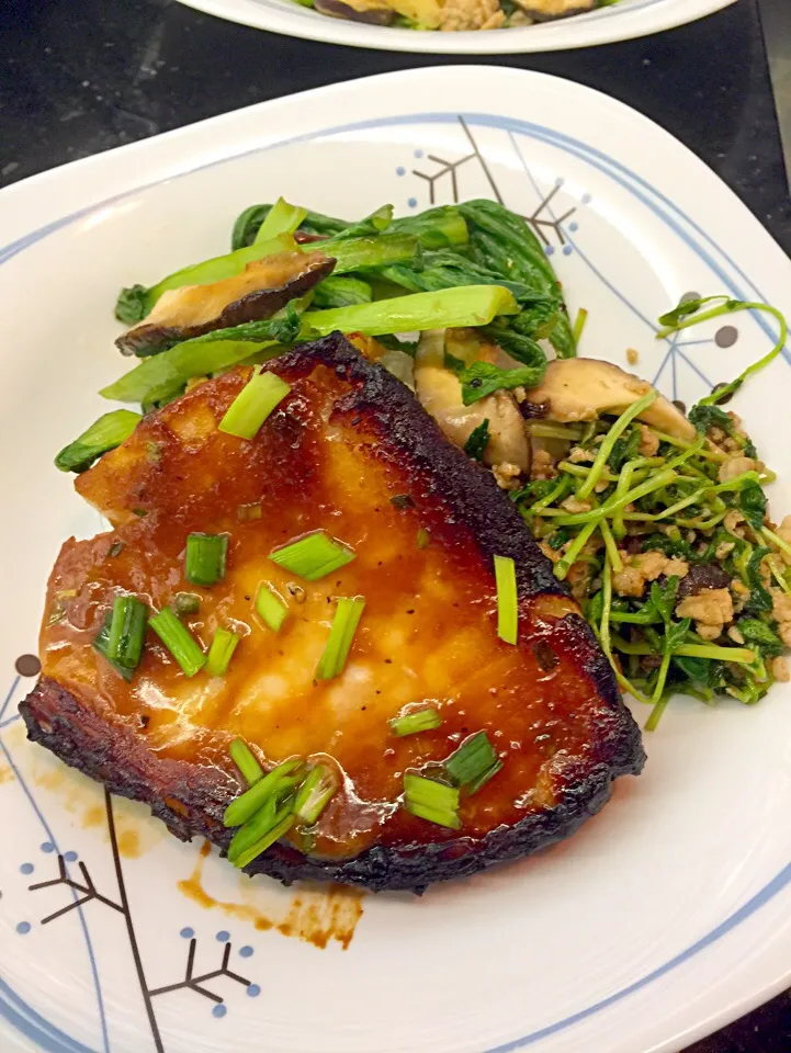 Miso Glazed Black Cod serve with Mixed Vegetables & Japanese Rice|Colleen Teoさん