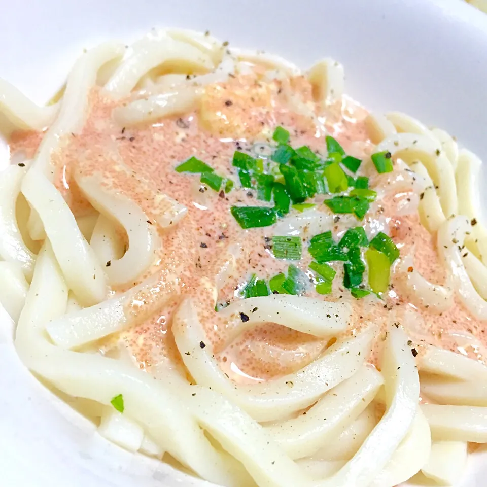 和風明太子クリームソースで釜揚げうどん|カウンター嬢さん