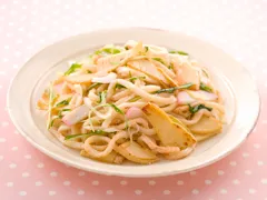 たけのことたらこと水菜の焼きうどん|ヤマサ醤油公式アカウントさん