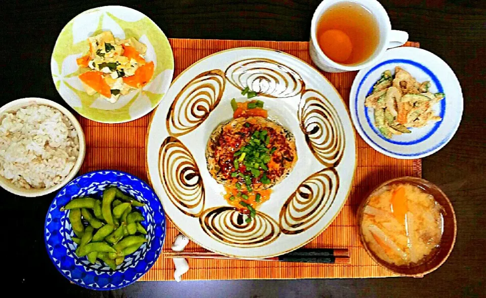 和風温ジュレで♪鶏とひじきのハンバーグ🌌|pikyuさん